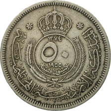Coin, Jordan, Hussein, 50 Fils, 1/2 Dirham, 1955, EF(40-45), Copper-nickel