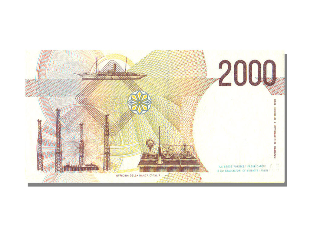 Italy, 2000 Lire, 1990, KM #115, UNC(65-70), EA
