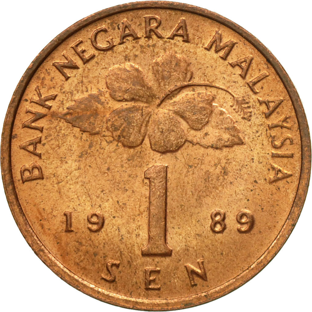 Coin, Malaysia, Sen, 1989, EF(40-45), Bronze Clad Steel, KM:49