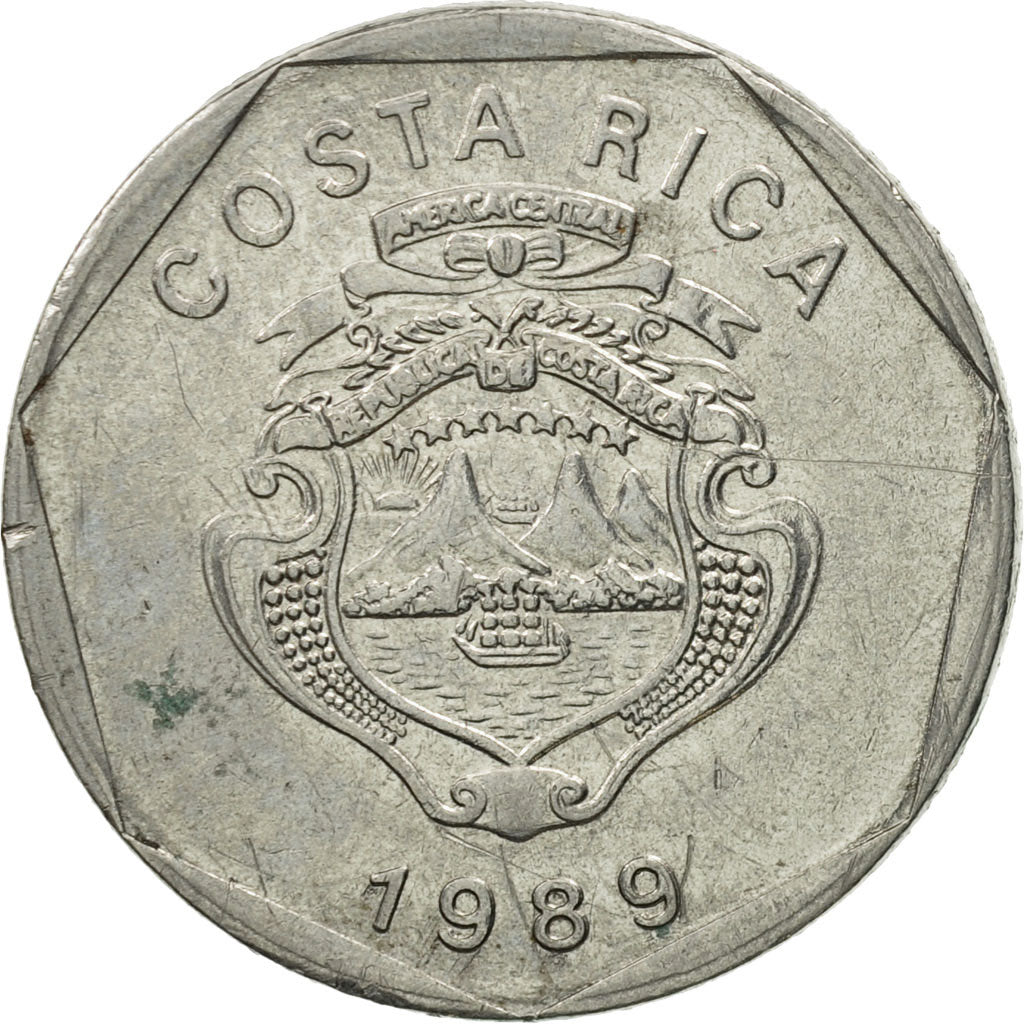 Coin, Costa Rica, 5 Colones, 1989, EF(40-45), Stainless Steel, KM:214.1