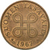 Moneda, Finlandia, 5 Pennia, 1967, MBC, Cobre, KM:45