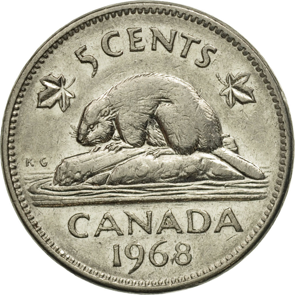 Coin, Canada, Elizabeth II, 5 Cents, 1968, Royal Canadian Mint, Ottawa
