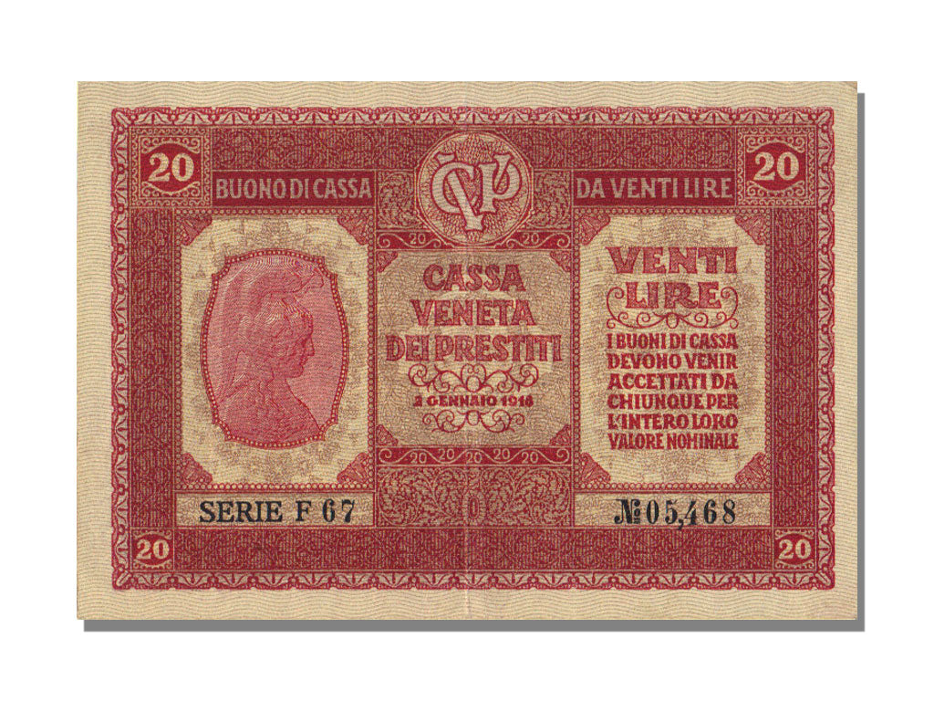 Italy, 20 Lire, 1918, 1918-01-02, UNC(63)