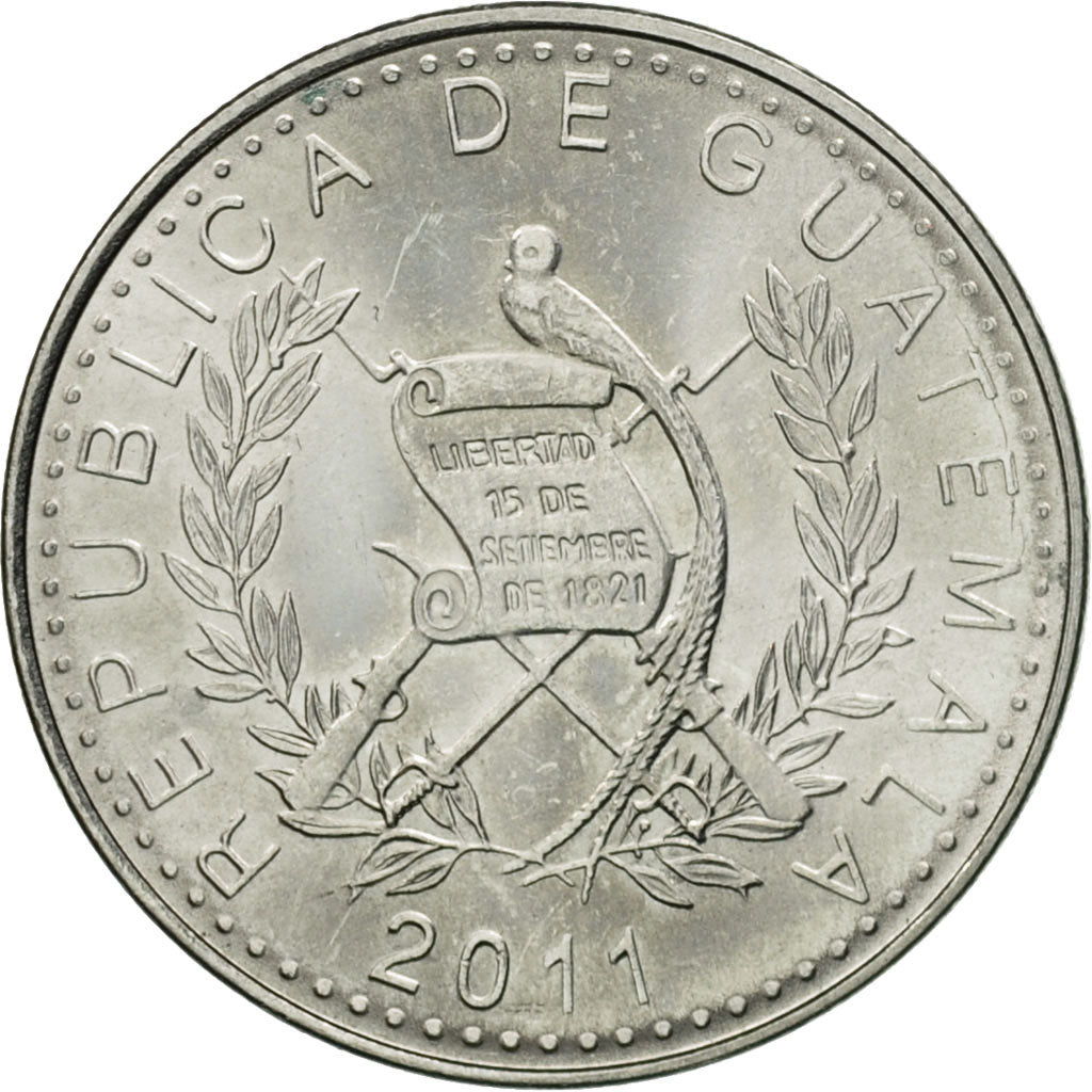 Coin, Guatemala, 10 Centavos, 2011, AU(55-58), Copper-nickel