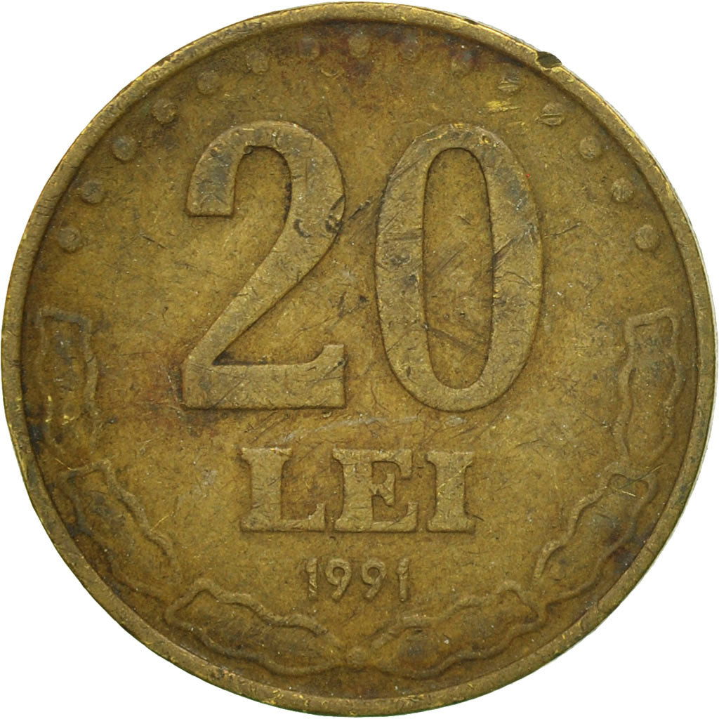 Monnaie, Roumanie, 20 Lei, 1991, TB, Brass Clad Steel, KM:109