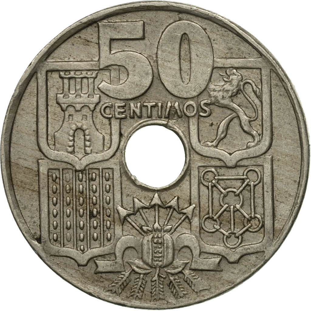Moneta, Hiszpania, Francisco Franco, caudillo, 50 Centimos, 1952, EF(40-45)