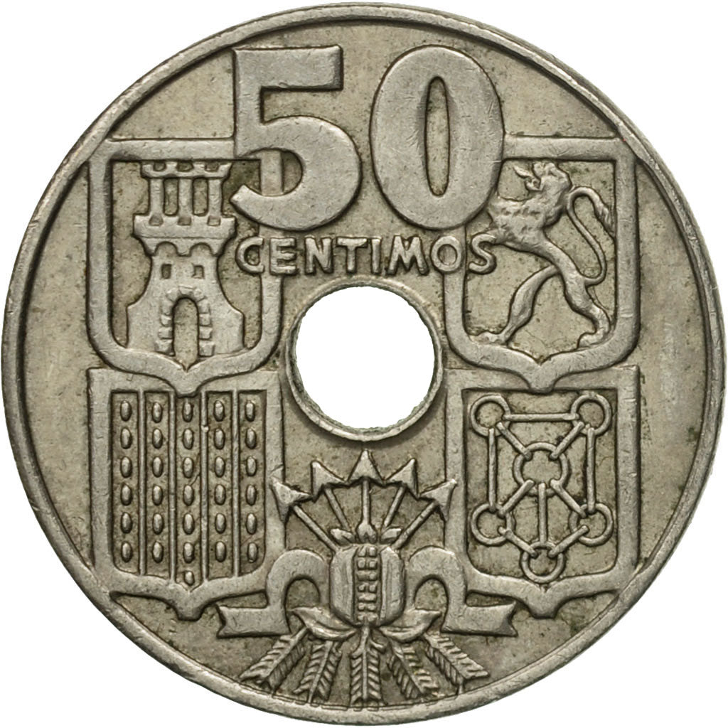 Moneta, Hiszpania, Francisco Franco, caudillo, 50 Centimos, 1962, EF(40-45)