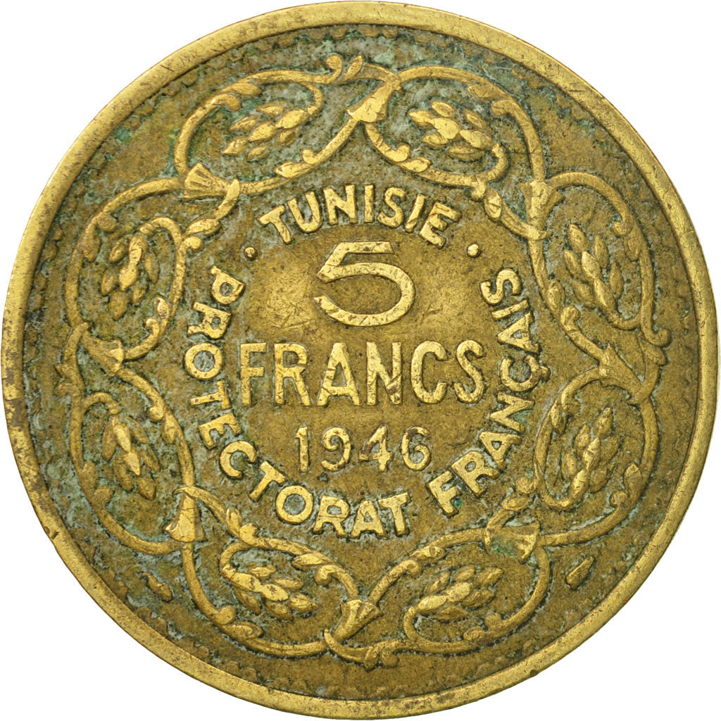Münze, Tunesien, Muhammad al-Amin Bey, 5 Francs, 1946, Paris, SGE+