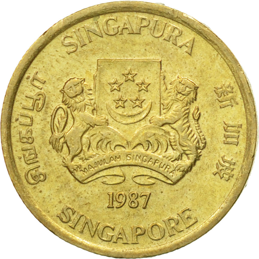 Munten, Singapur, 5 Cents, 1987, British Royal Mint, ZF, Aluminum-Bronze, KM:50