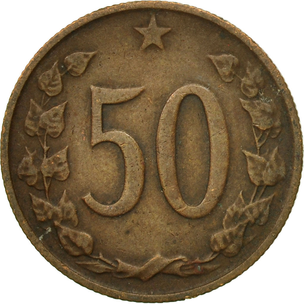 Moneta, Cecoslovacchia, 50 Haleru, 1964, BB, Bronzo, KM:55.1