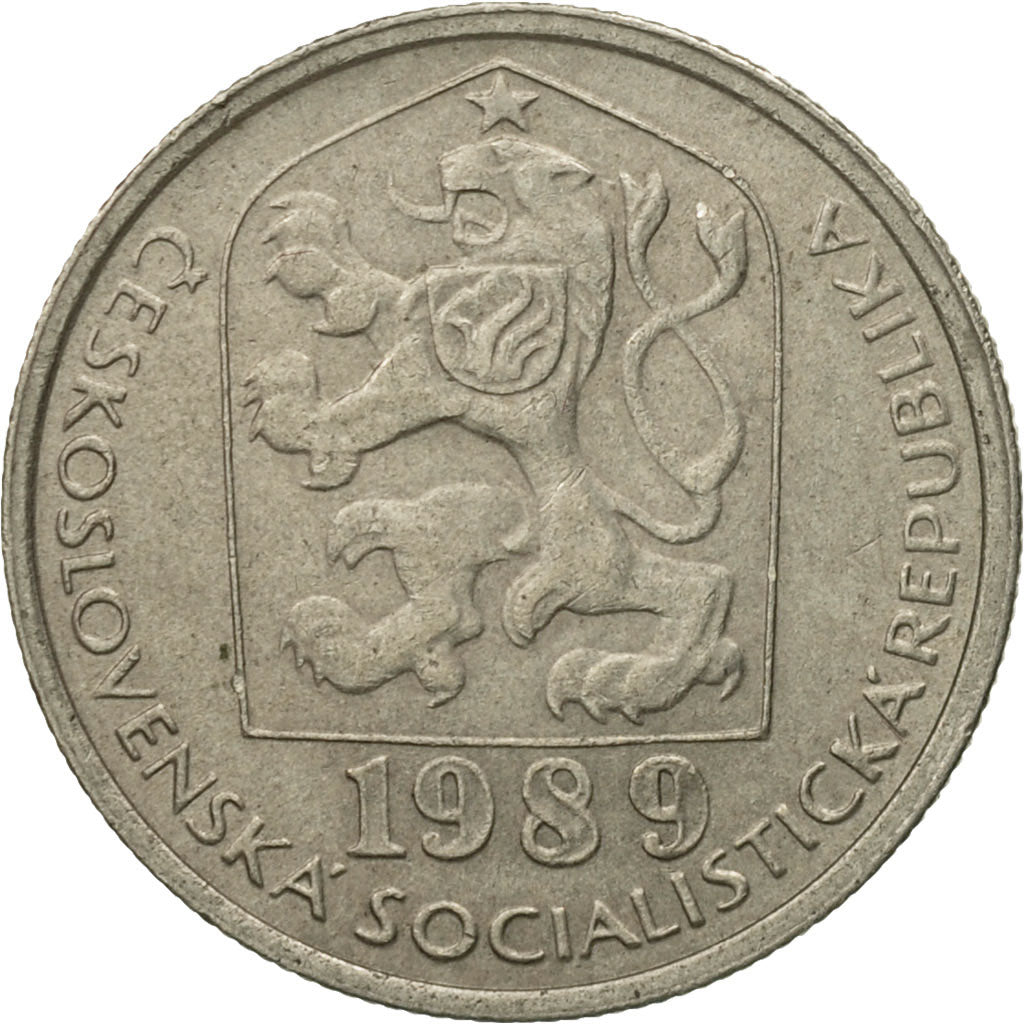 Moneta, Czechosłowacja, 50 Haleru, 1989, EF(40-45), Miedź-Nikiel, KM:89