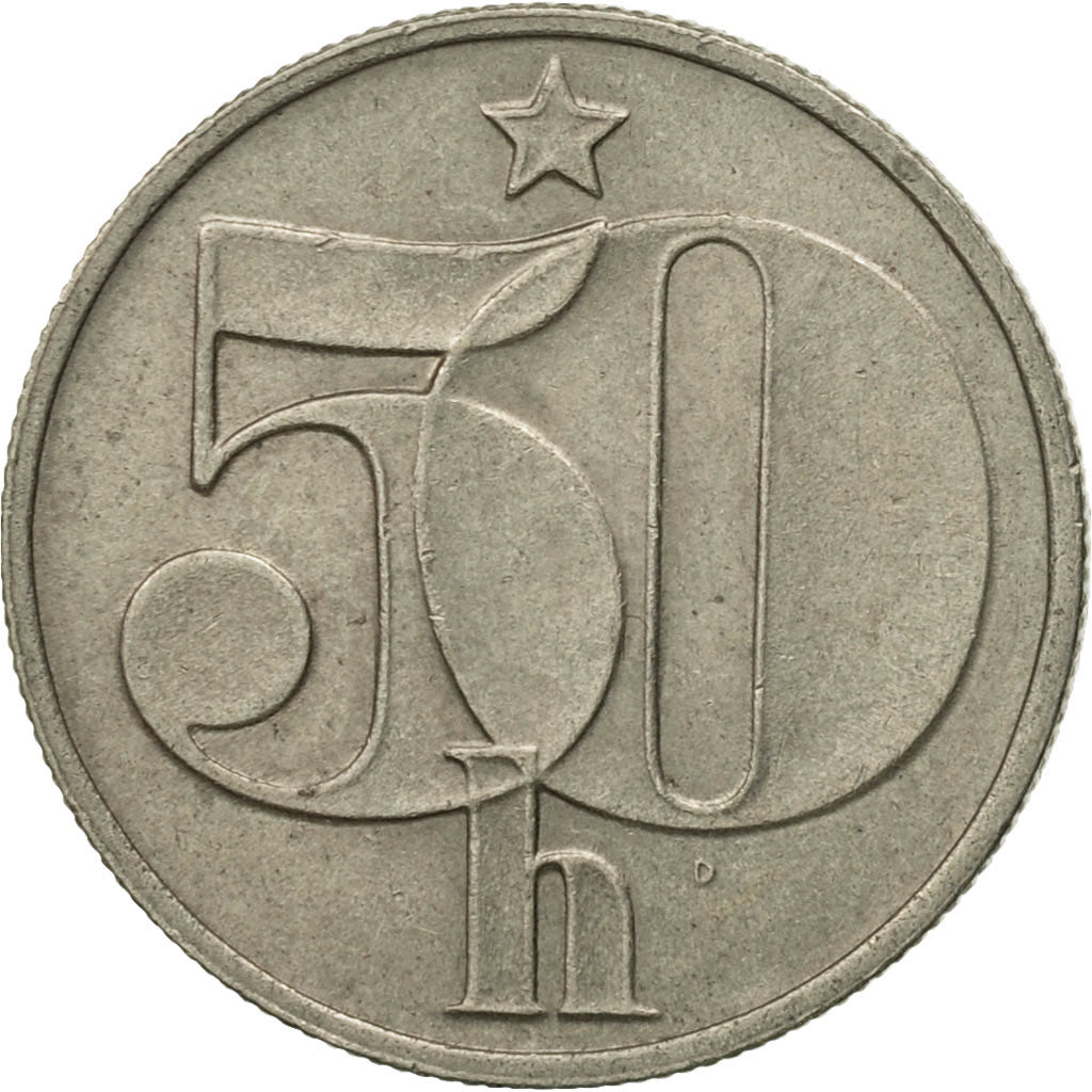 Moneta, Czechosłowacja, 50 Haleru, 1989, EF(40-45), Miedź-Nikiel, KM:89