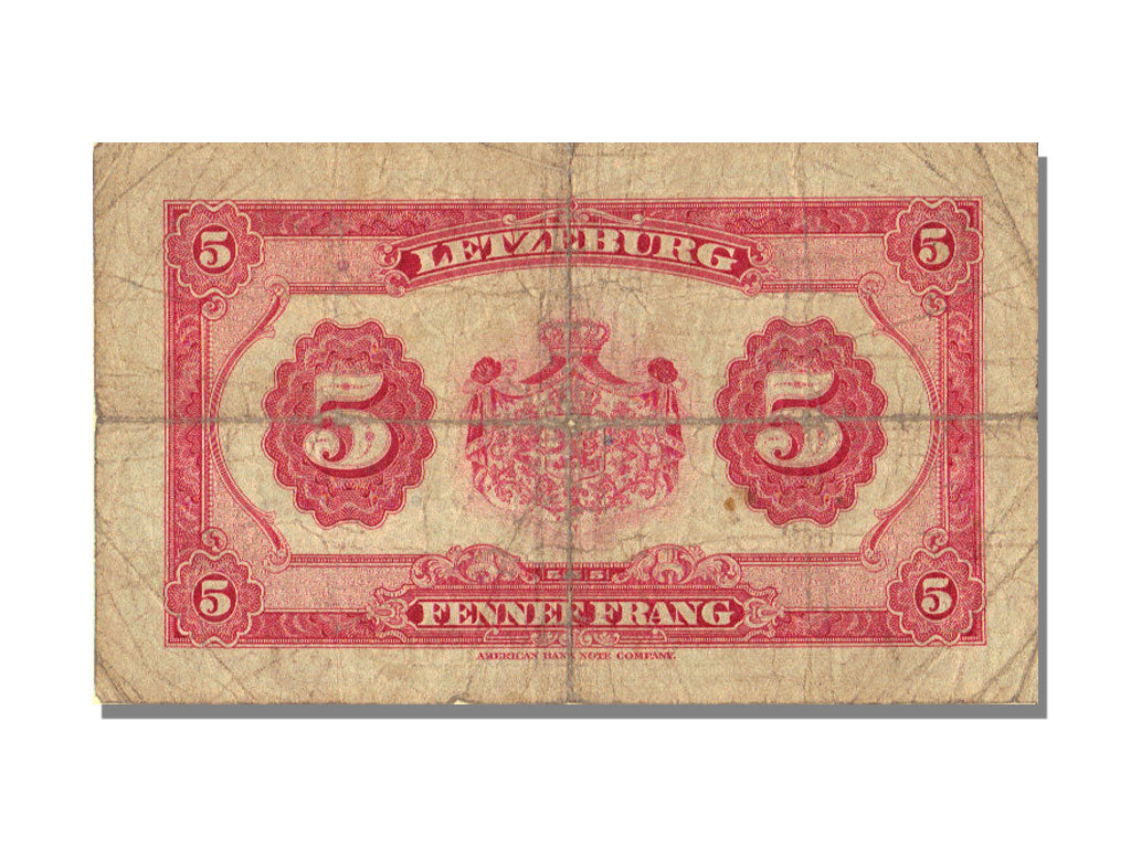 Luxembourg, 5 Francs, KM #43a, VF(30-35)