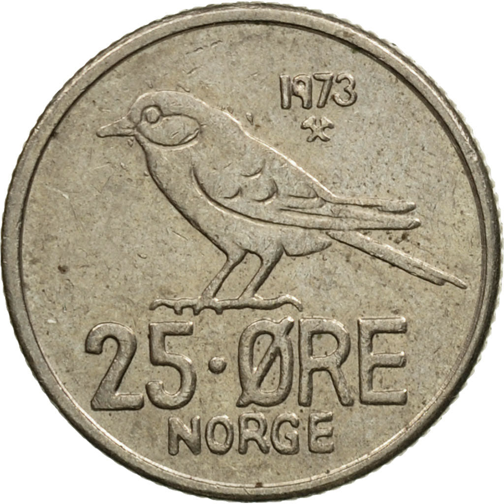 Monnaie, Norvège, Olav V, 25 Öre, 1973, TTB, Copper-nickel, KM:407