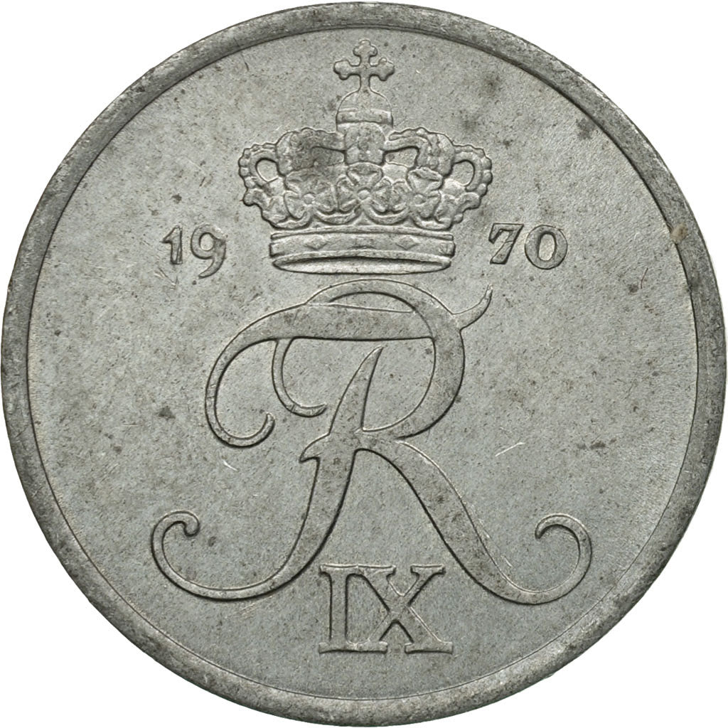 Coin, Denmark, Frederik IX, 2 Öre, 1970, Copenhagen, VF(30-35), Zinc, KM:840.2