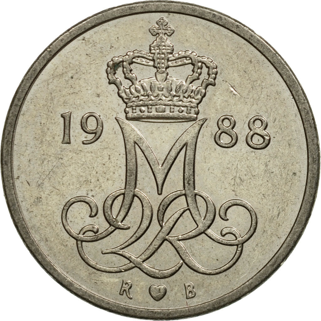 Coin, Denmark, Margrethe II, 10 Öre, 1988, Copenhagen, EF(40-45)