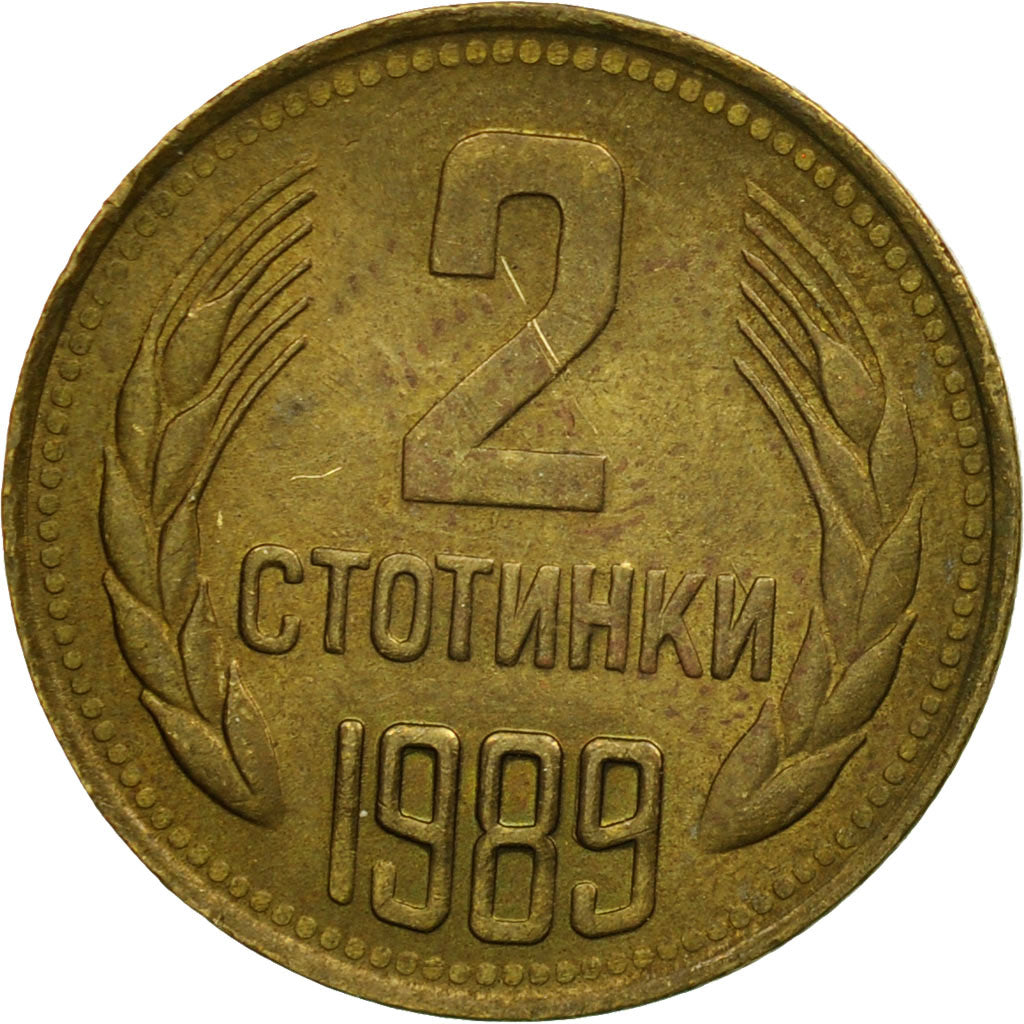 Coin, Bulgaria, 2 Stotinki, 1989, EF(40-45), Brass, KM:85