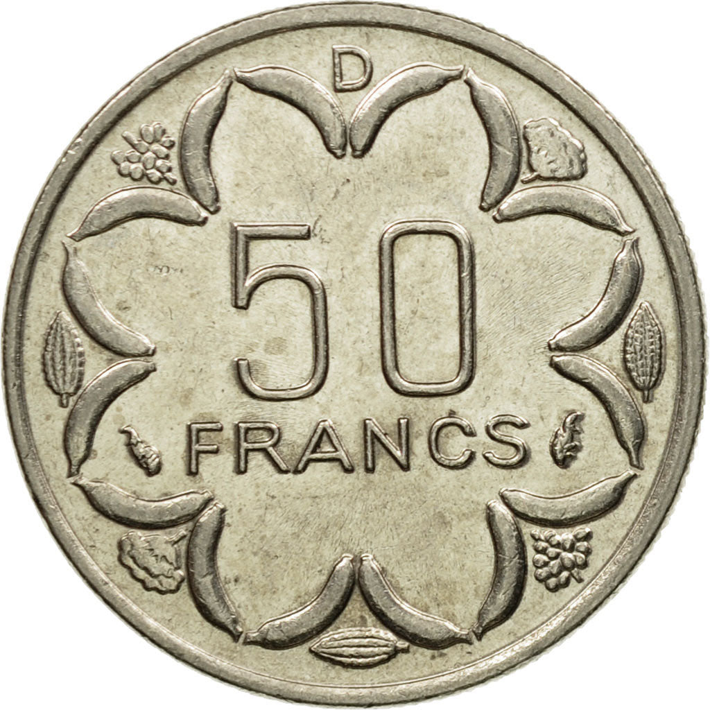 Coin, Central African States, 50 Francs, 1976, Paris, AU(55-58), Nickel, KM:11
