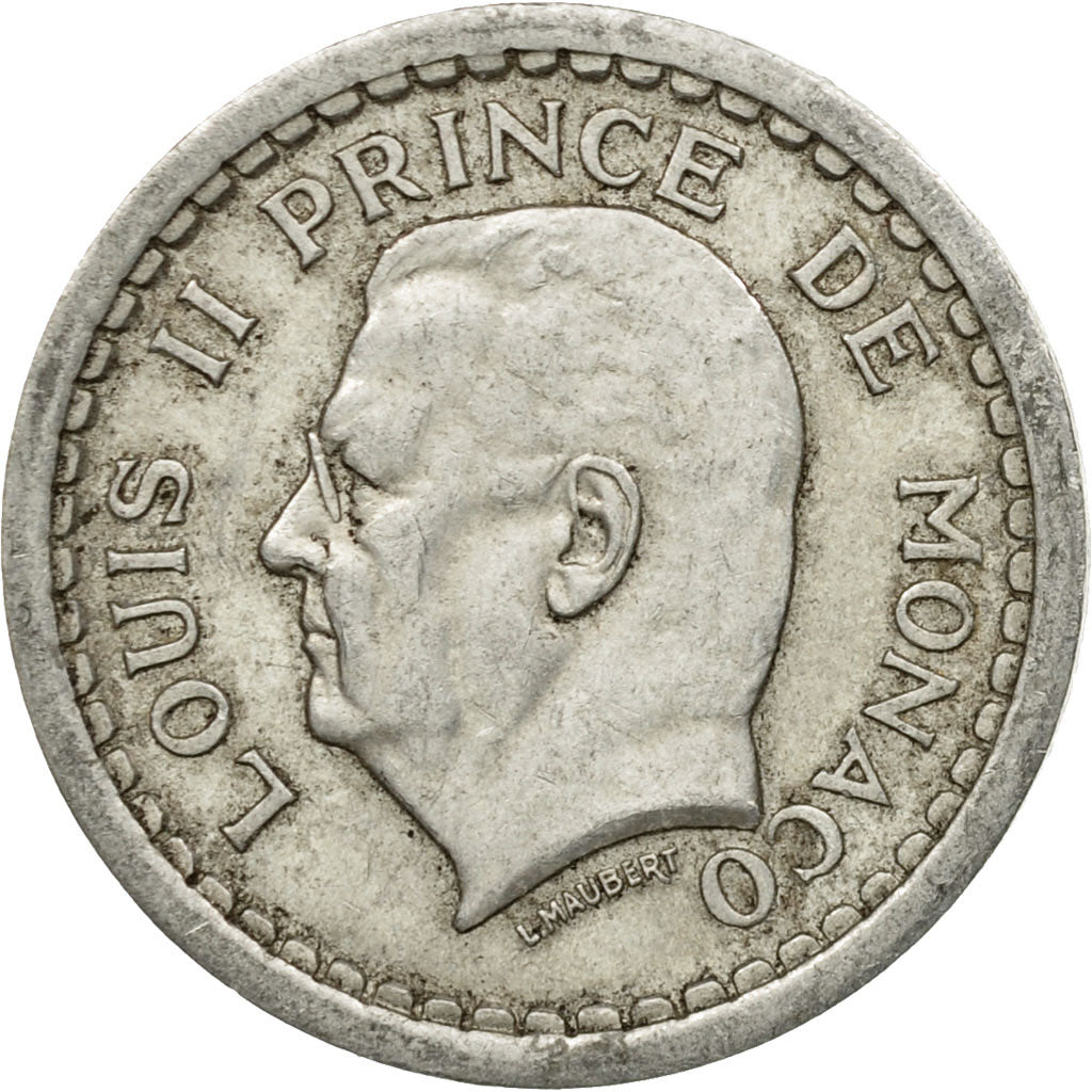 Coin, Monaco, Louis II, Franc, Undated (1943), Poissy, VF(20-25), Aluminum