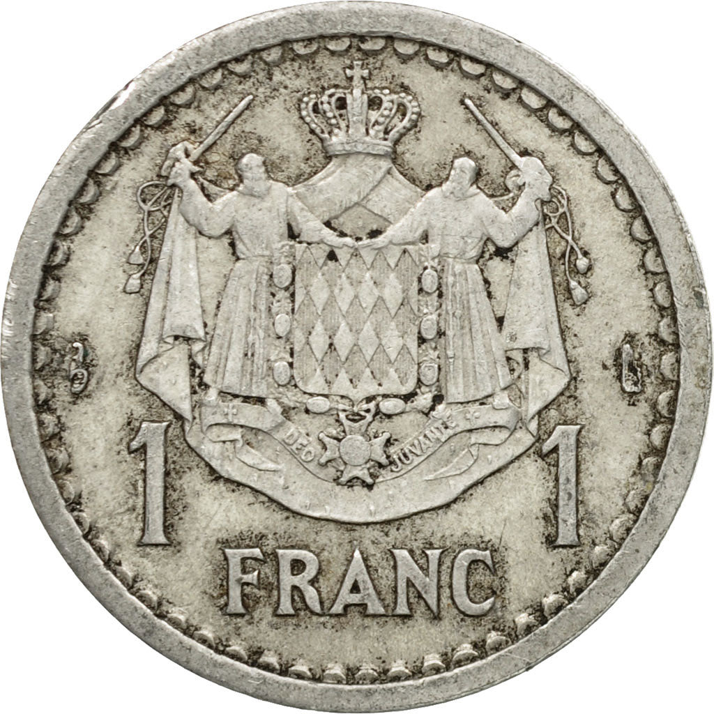 Coin, Monaco, Louis II, Franc, Undated (1943), Poissy, VF(20-25), Aluminum