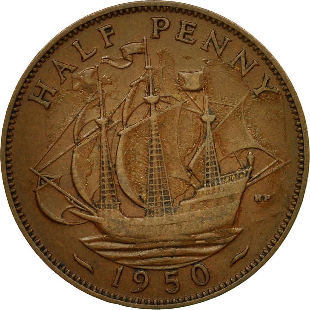 Coin, Great Britain, George VI, 1/2 Penny, 1950, EF(40-45), Bronze, KM:868