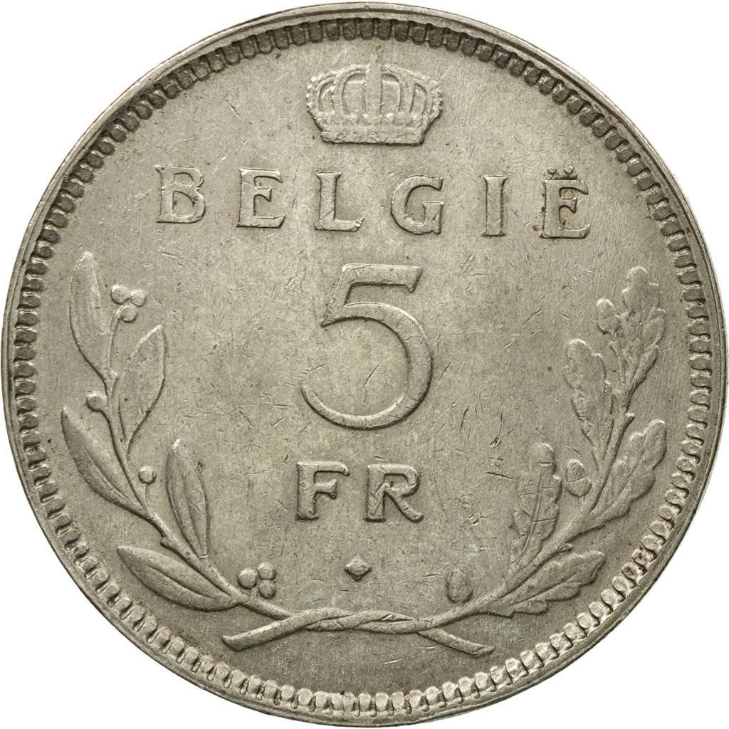 Coin, Belgium, 5 Francs, 5 Frank, 1936, EF(40-45), Nickel, KM:108