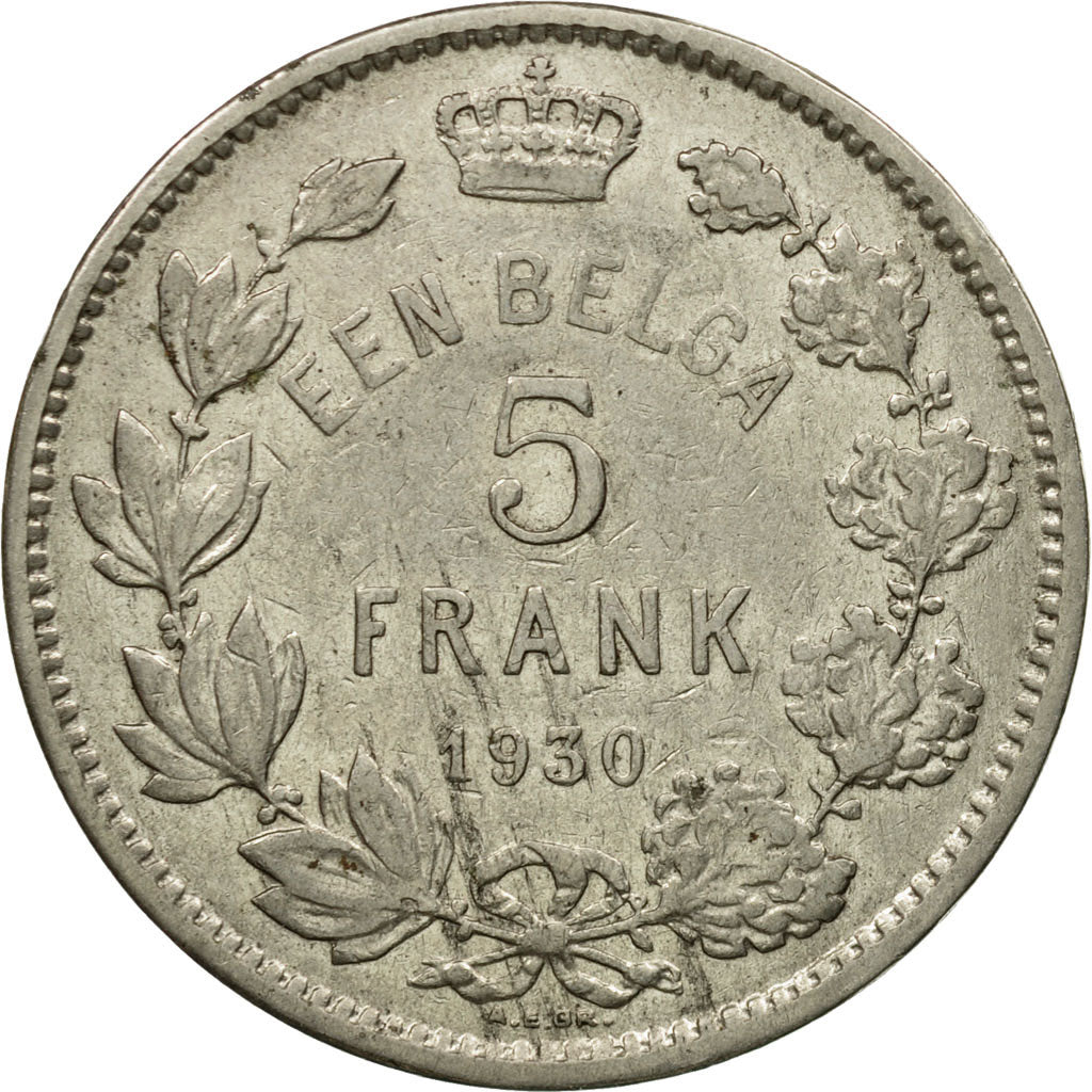 Münze, Belgien, 5 Francs, 5 Frank, 1930, SS, Nickel, KM:98