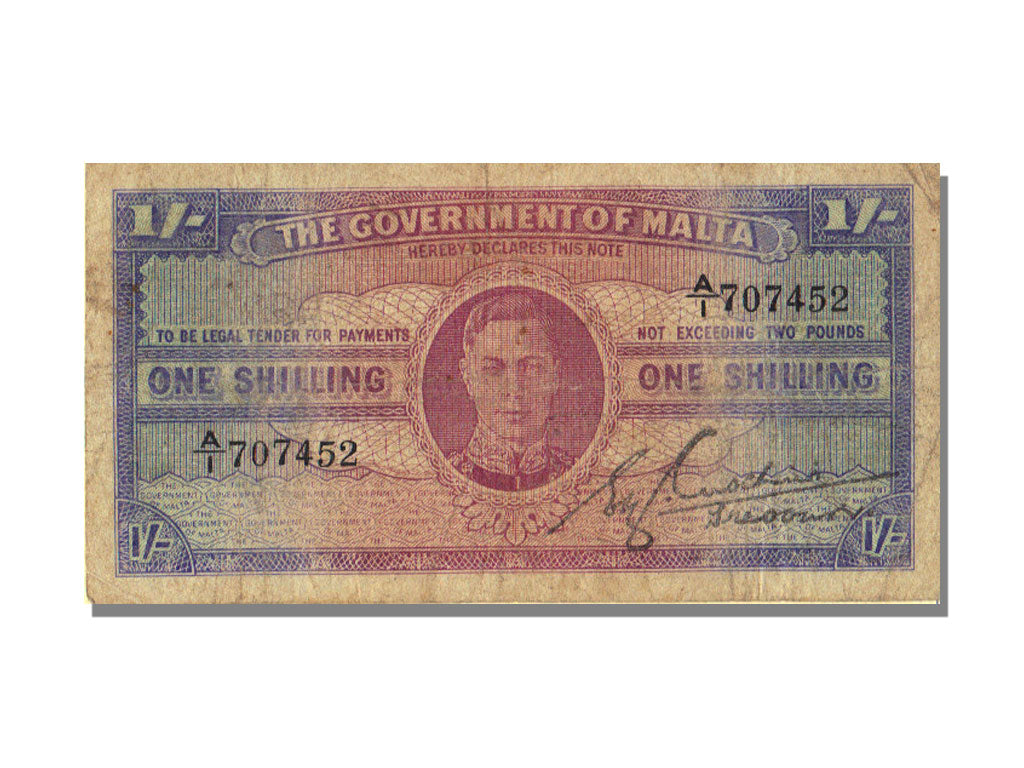 Malta, 1 Shilling, KM #16, VF(30-35), A/I
