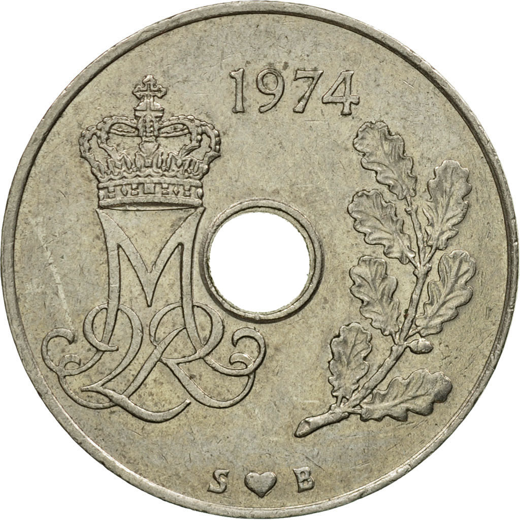 Monnaie, Danemark, Margrethe II, 25 Öre, 1974, Copenhagen, TTB, Copper-nickel