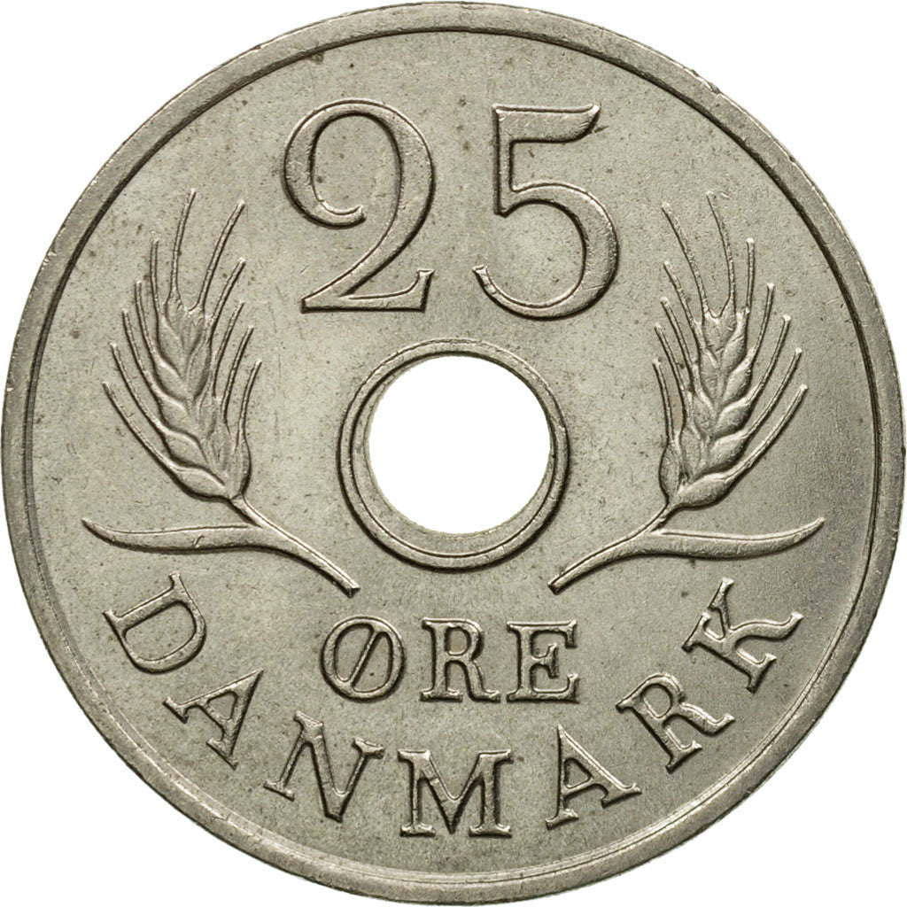 Moneda, Dinamarca, Frederik IX, 25 Öre, 1968, Copenhagen, MBC, Cobre - níquel