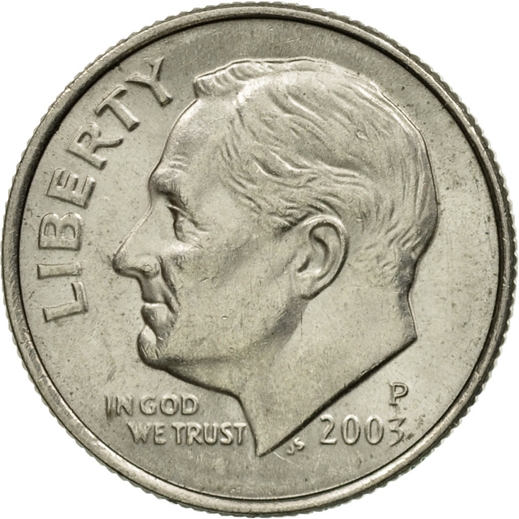 Coin, United States, Roosevelt Dime, Dime, 2003, U.S. Mint, Philadelphia
