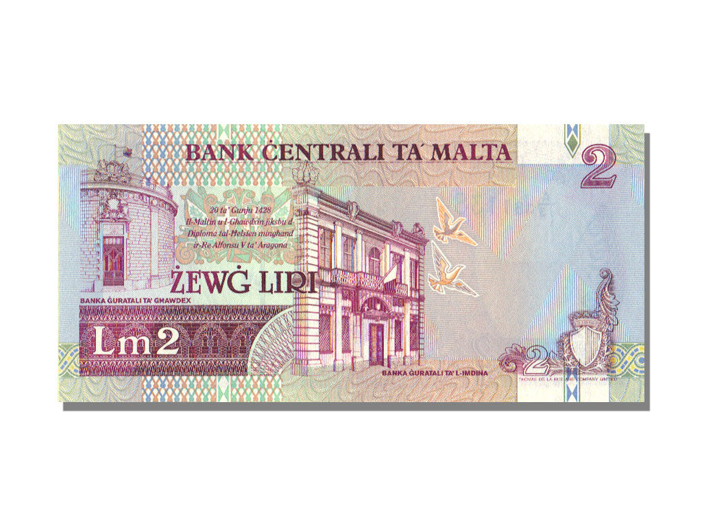 Malta, 2 Liri, KM #45b, UNC(65-70), A/13