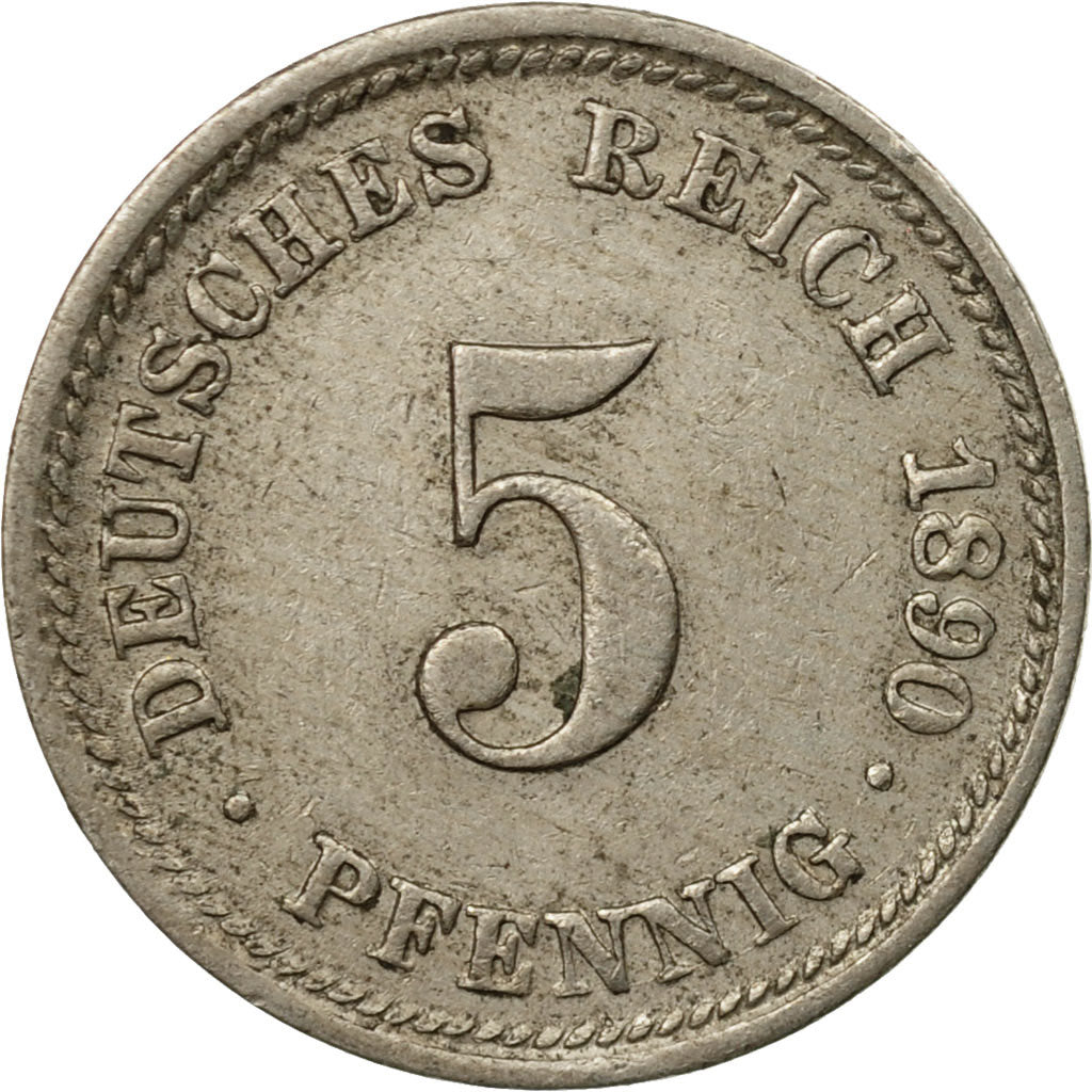 Coin, GERMANY - EMPIRE, Wilhelm II, 5 Pfennig, 1890, Munich, EF(40-45)
