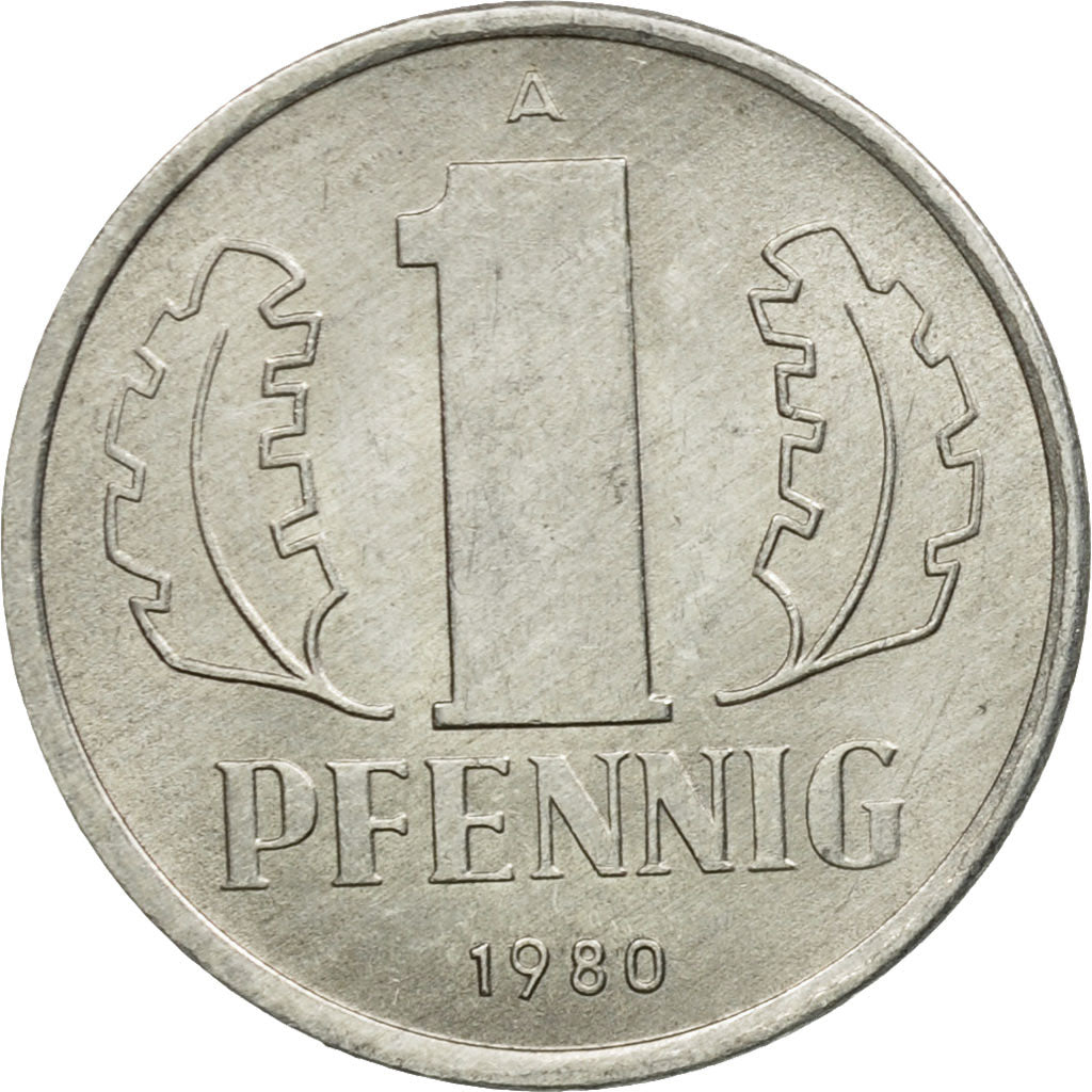 Coin, GERMAN-DEMOCRATIC REPUBLIC, Pfennig, 1980, Berlin, AU(50-53), Aluminum