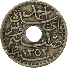 Coin, Tunisia, Ahmad Pasha Bey, 10 Centimes, 1933, Paris, EF(40-45)