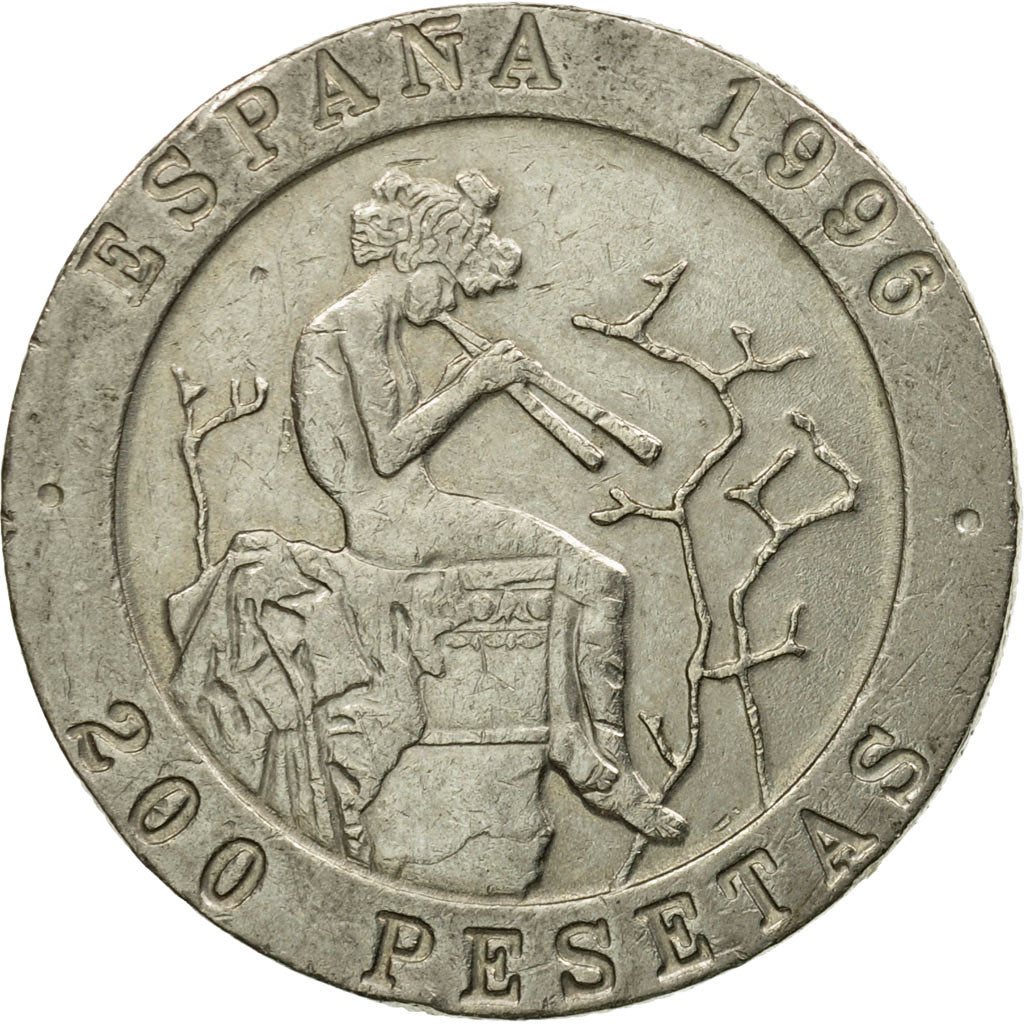 Moneda, España, Juan Carlos I, 200 Pesetas, 1996, MBC, Cobre - níquel, KM:965
