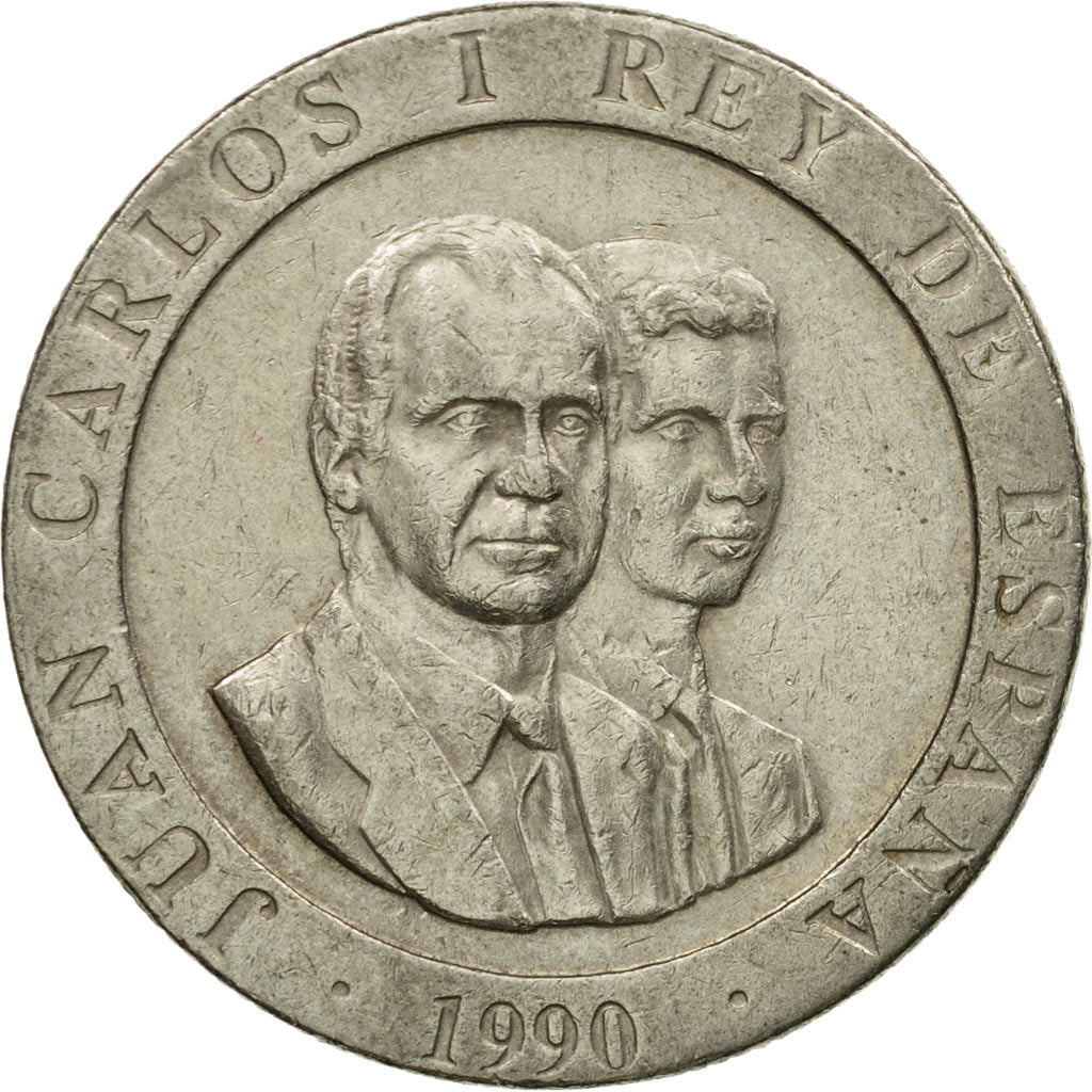 Coin, Spain, Juan Carlos I, 200 Pesetas, 1990, VF(20-25), Copper-nickel, KM:855