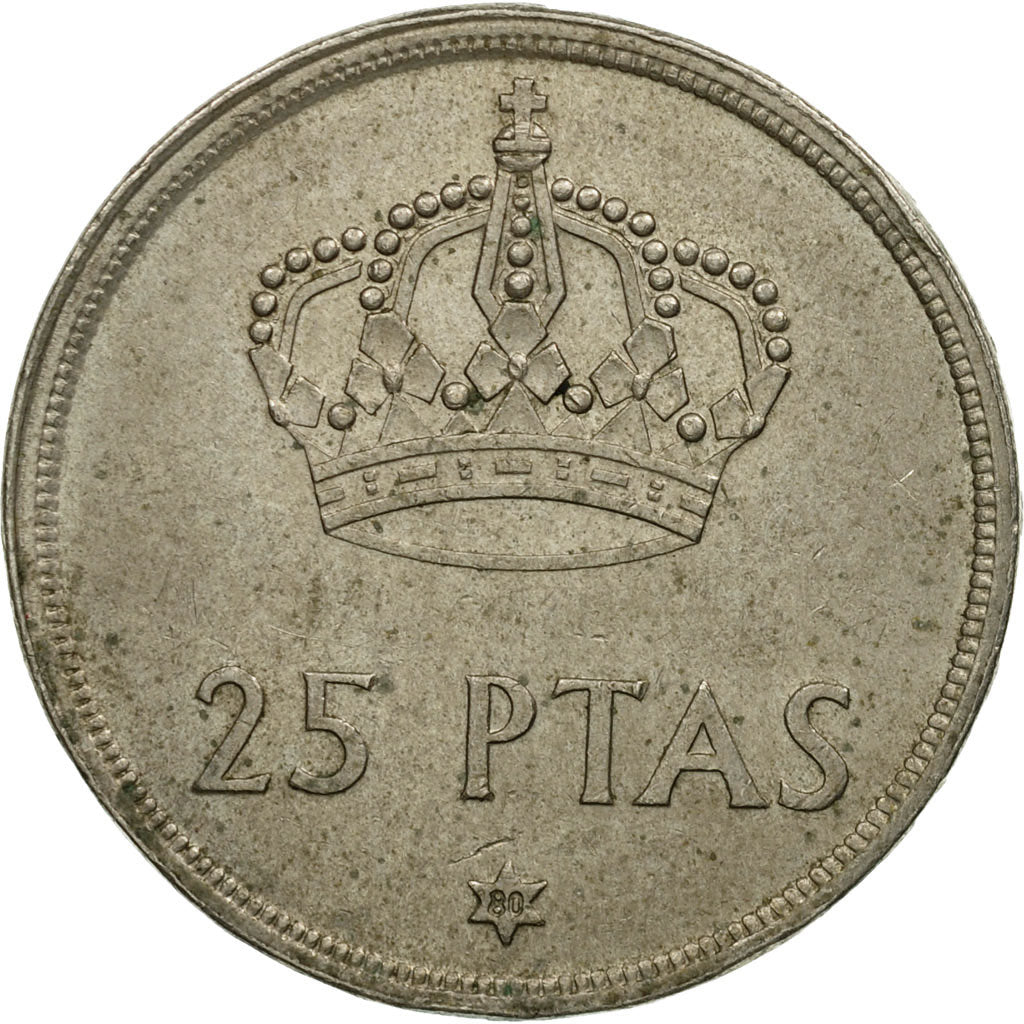 Moneta, Spagna, Juan Carlos I, 25 Pesetas, 1975, B+, Rame-nichel, KM:808