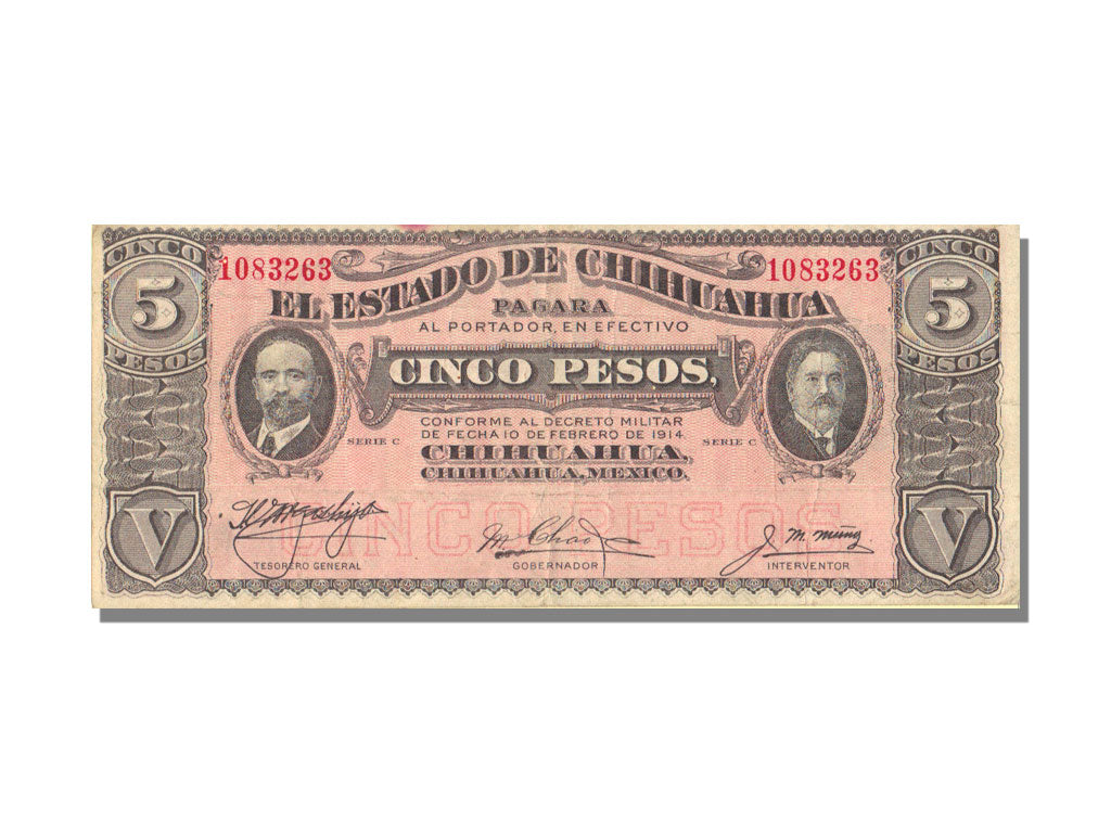 Mexico - Revolutionary, 5 Pesos, 1914, KM #S531f, 1914-02-10, AU(55-58), O-MIL