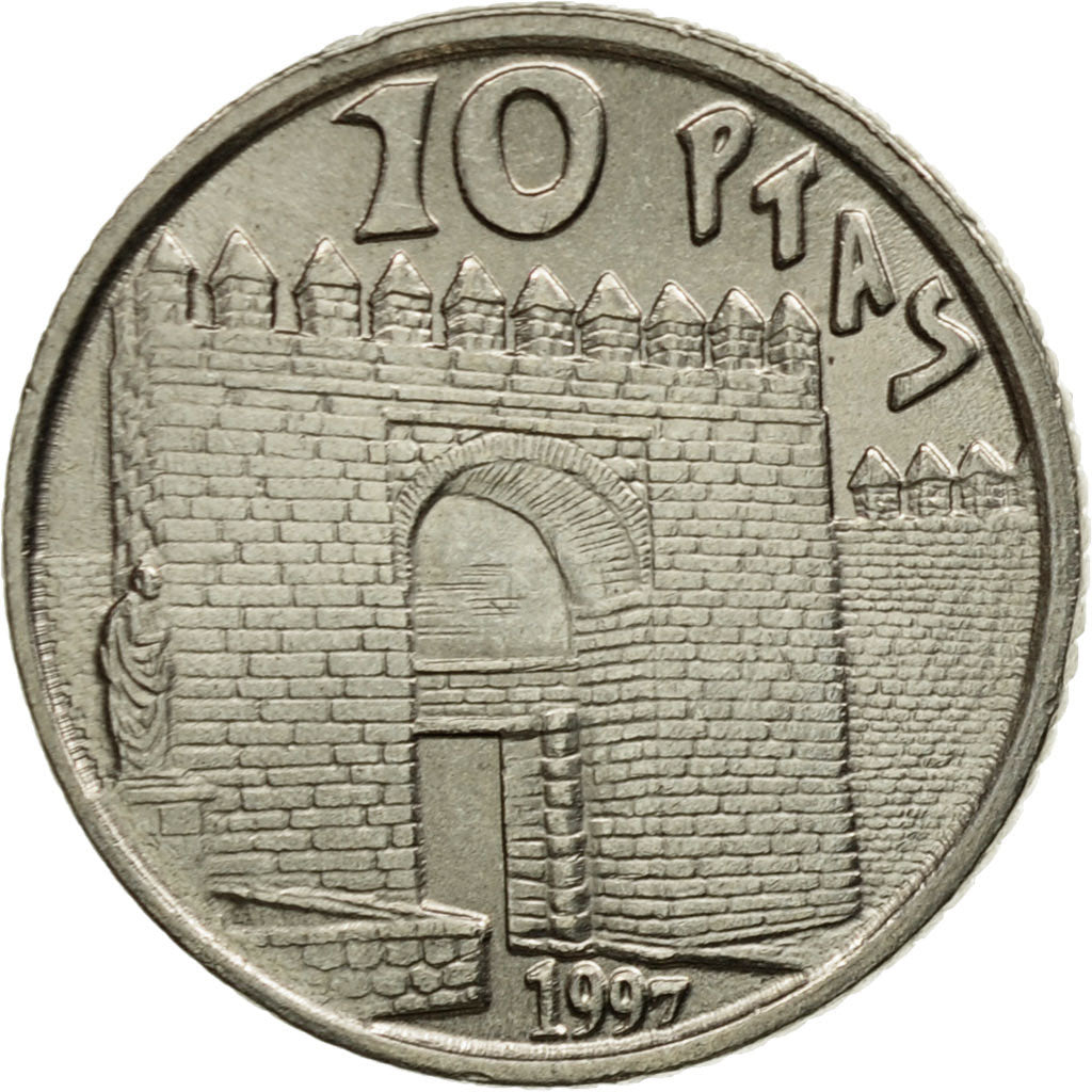 Coin, Spain, Juan Carlos I, 10 Pesetas, 1997, AU(50-53), Copper-nickel, KM:982