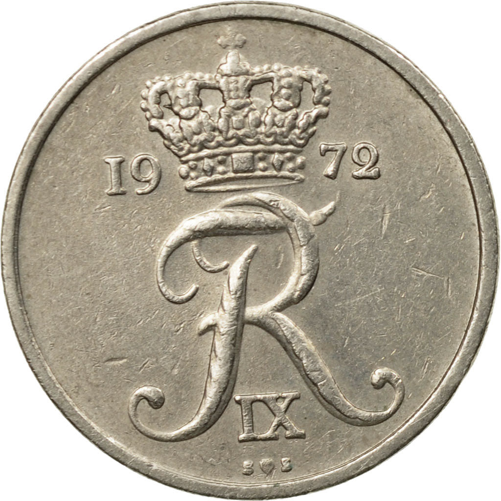 Moneta, Danimarca, Frederik IX, 10 Öre, 1972, Copenhagen, MB+, Rame-nichel