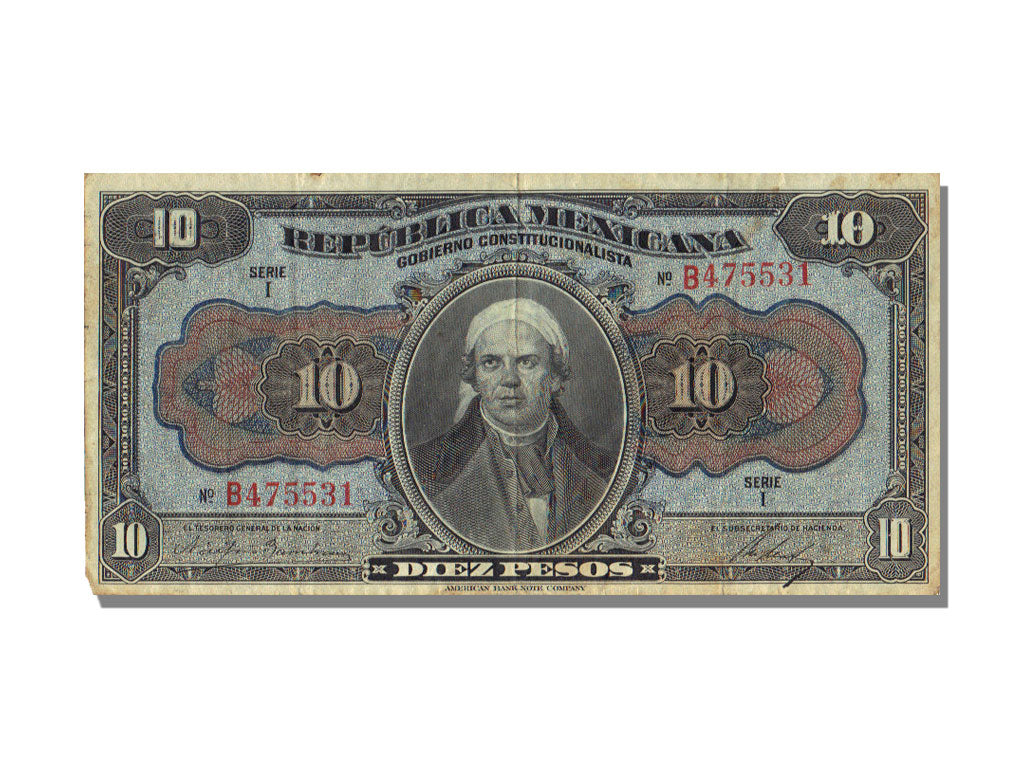 Mexico, 10 Pesos, 1915, 1915-07-21, AU(50-53), I