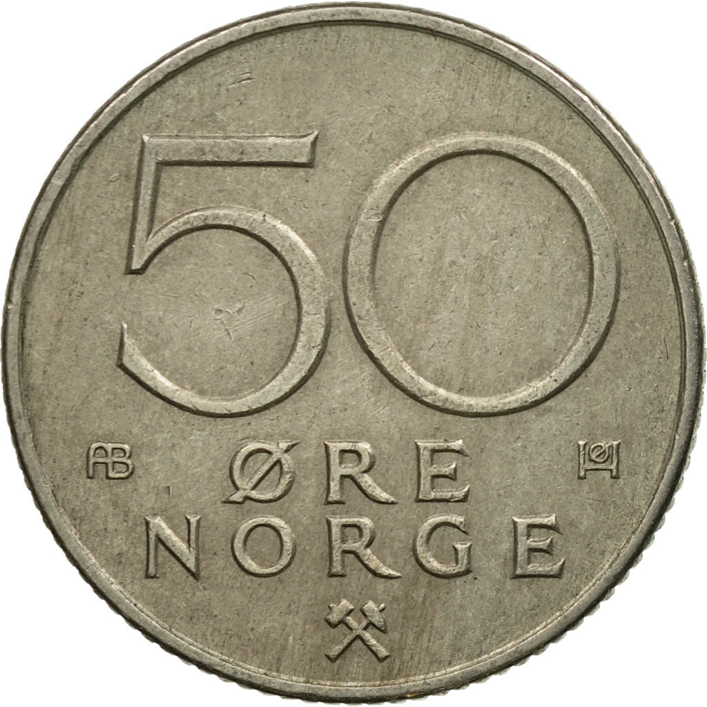 Coin, Norway, Olav V, 50 Öre, 1976, EF(40-45), Copper-nickel, KM:418