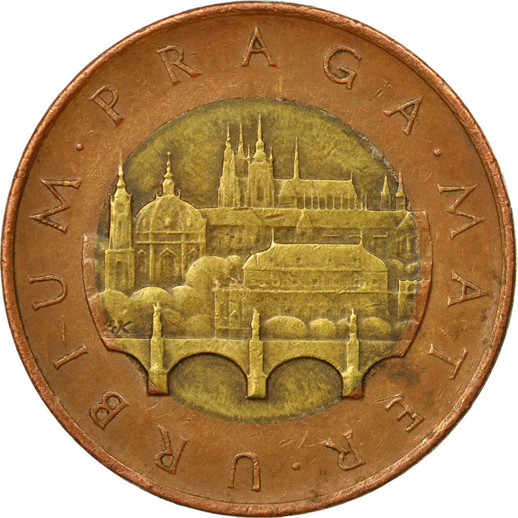 Coin, Czech Republic, 50 Korun, 1993, EF(40-45), Bi-Metallic, KM:1