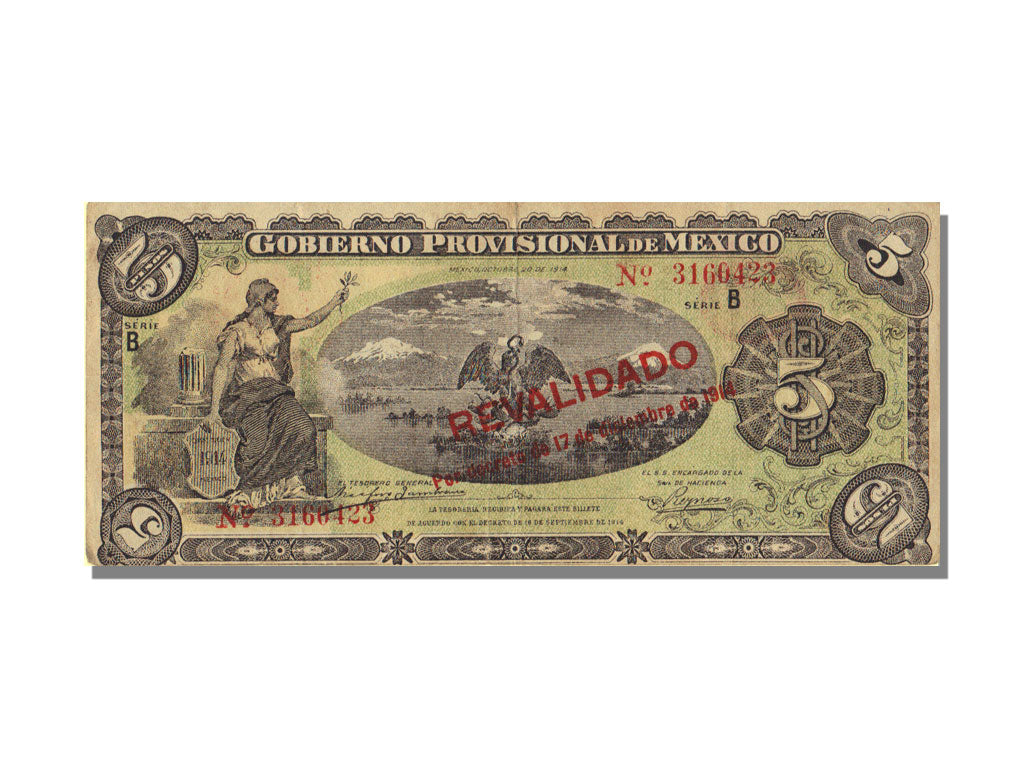 Mexico - Revolutionary, 5 Pesos, 1914, KM #S702b, 1914-10-20, AU(55-58), B