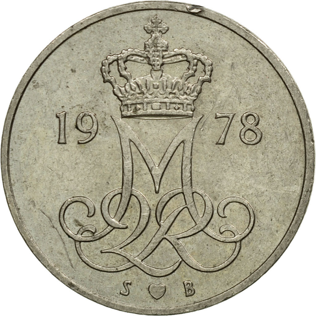 Moneda, Dinamarca, Margrethe II, 10 Öre, 1978, Copenhagen, MBC, Cobre -