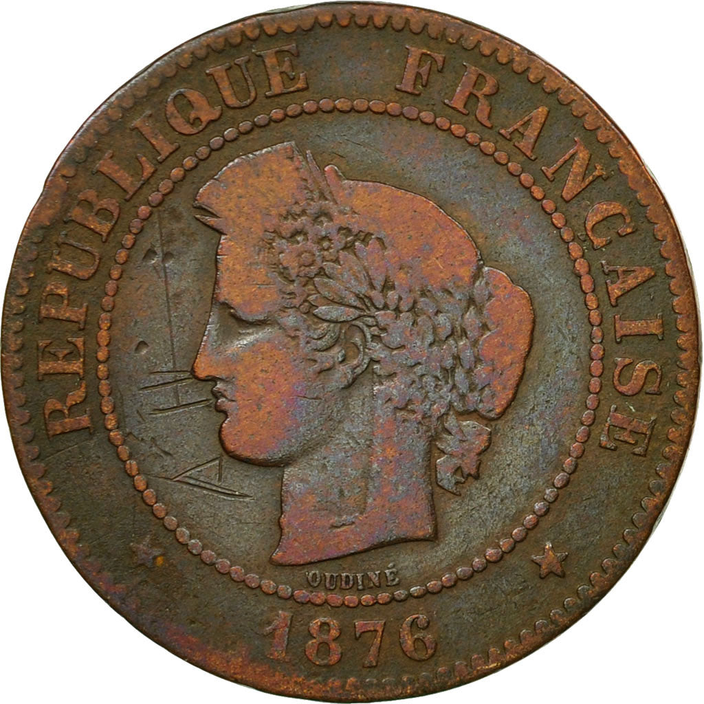 Coin, France, Cérès, 5 Centimes, 1876, Bordeaux, F(12-15), Bronze, KM:821.2