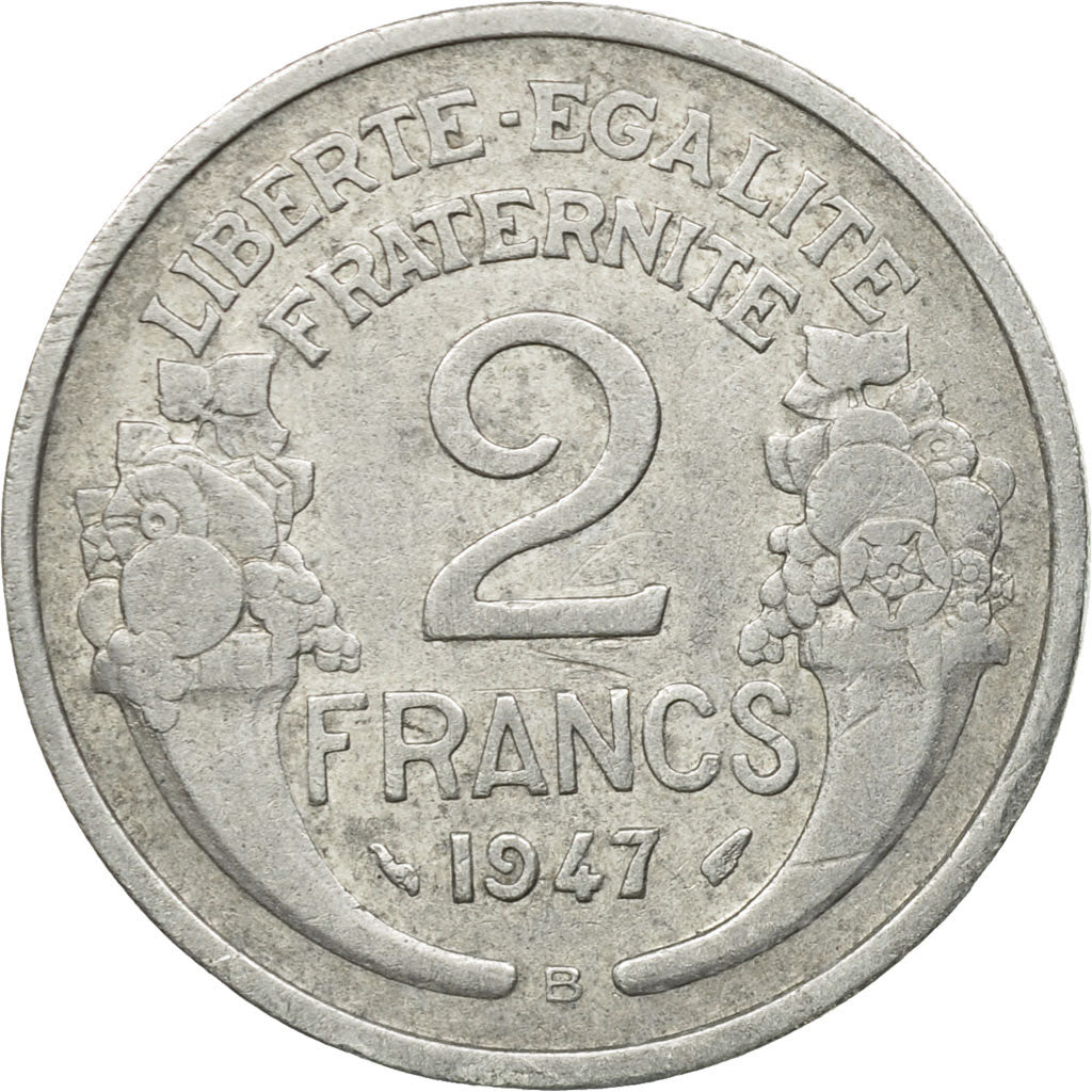 Coin, France, Morlon, 2 Francs, 1947, Beaumont - Le Roger, VF(30-35), Aluminum