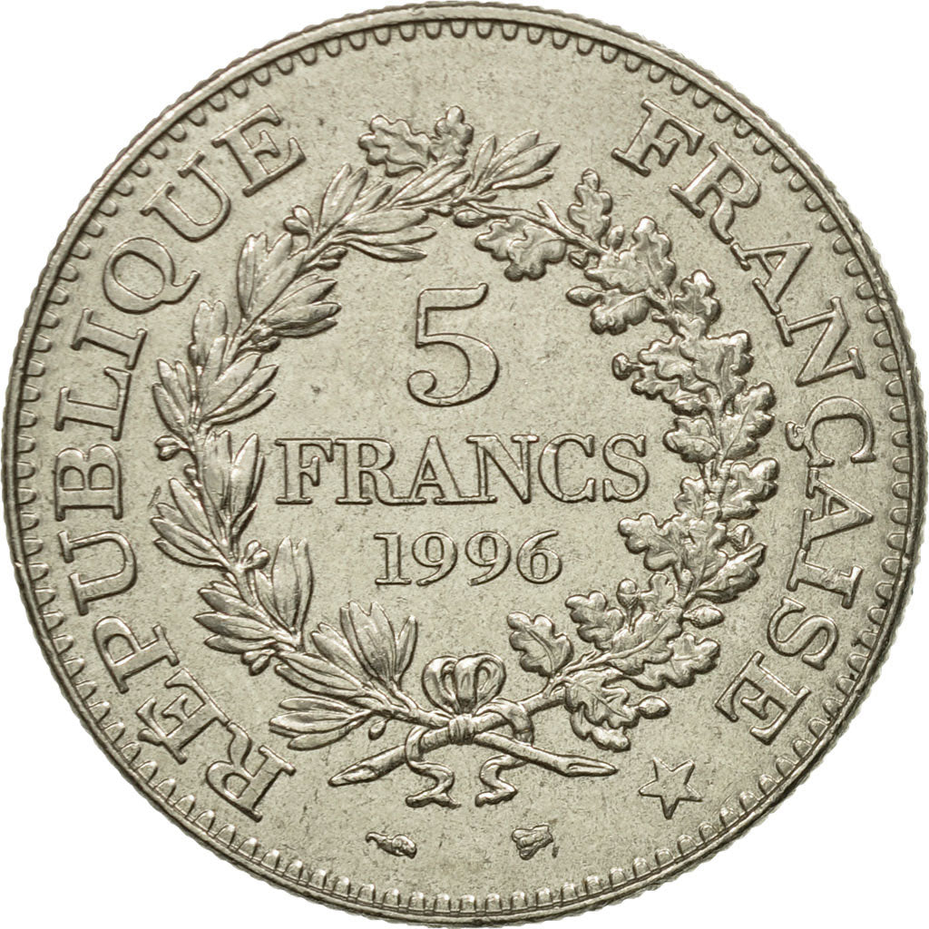 Coin, France, Hercule, 5 Francs, 1996, Paris, EF(40-45), Nickel, KM:1155