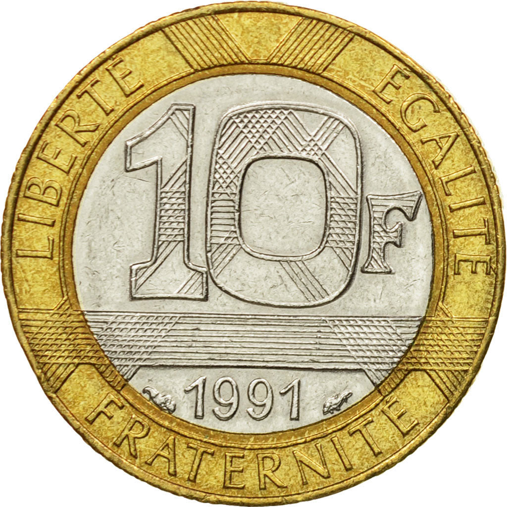 Coin, France, Génie, 10 Francs, 1991, Paris, VF(30-35), Bi-Metallic, KM:964.1